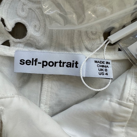 Self Portrait Lattice Embroidered White Playsuit Romper US 4 Bridal Wedding - Picture 4 of 13